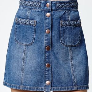 Kendall & Kylie denim braided mini skirt